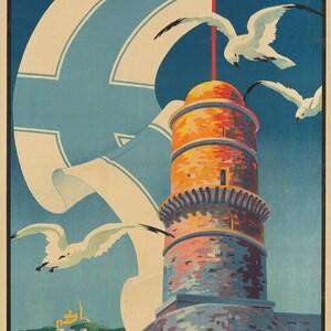 vintage Marseille France Tourisme Affiche Imprimer A3/A4