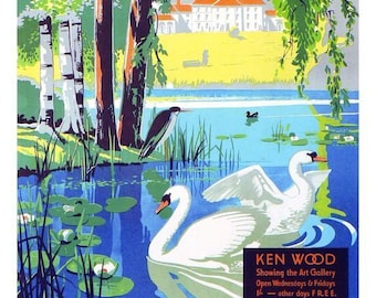 1933 hampstead heath london tramways poster print a3/a4