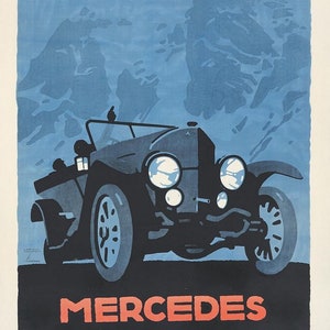 Vintage 1920er Mercedes Motor Car Werbung Poster Print A3 / A4