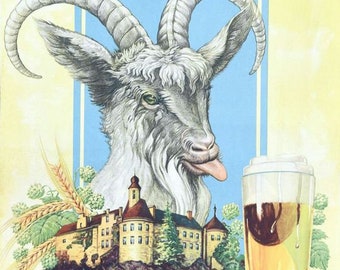 Vintage Sclossbrau Bock German Beer Advertisement Poster Print A3/A4