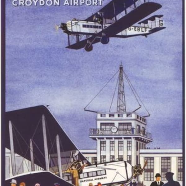 1920s imperial airways croydon airport poster print a3/a4
