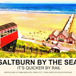 Vintage Style Eisenbahn Poster Saltburn By The Sea A4/A3/A2 Druck