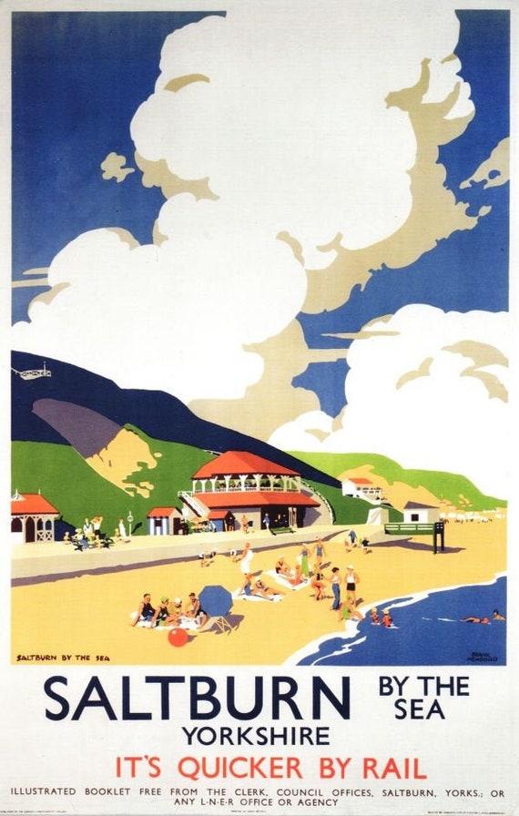 Vintage LNER Saltburn by the Sea Railway Poster A4/A3/A2/A1 Print 