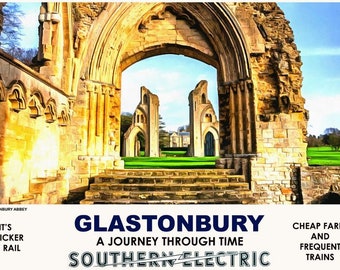 Vintage Style Railway Poster Glastonbury Abbey A4/A3/A2 Print