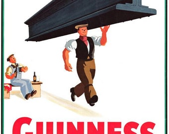 Vintage Guinness For Strength Girder Advertisement Poster Print A3/A4