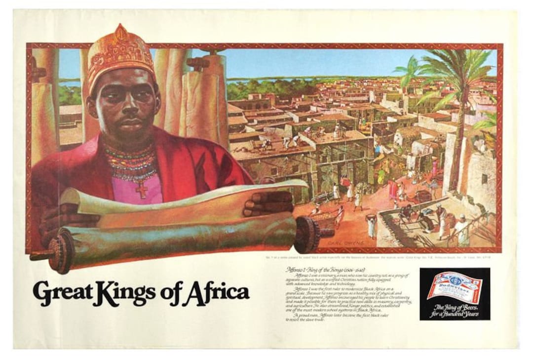Vintage Budweiser Great Kings of Africa Affonso of Congo Poster Print