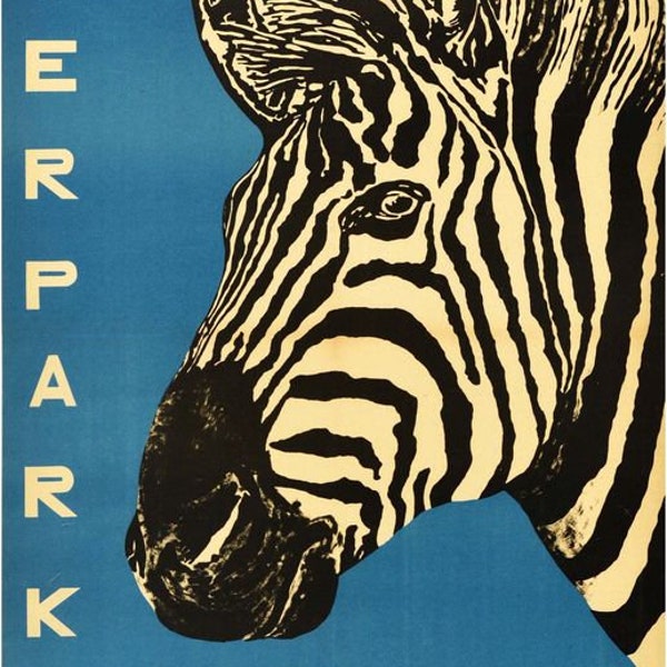 Vintage Tierpark Berlin Zoo Zebra Tourism Poster Print A3/A4