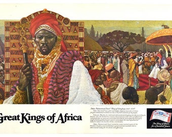 Vintage Budweiser Great King of Africa Askia Toure of Songhay Poster Print A3/A4
