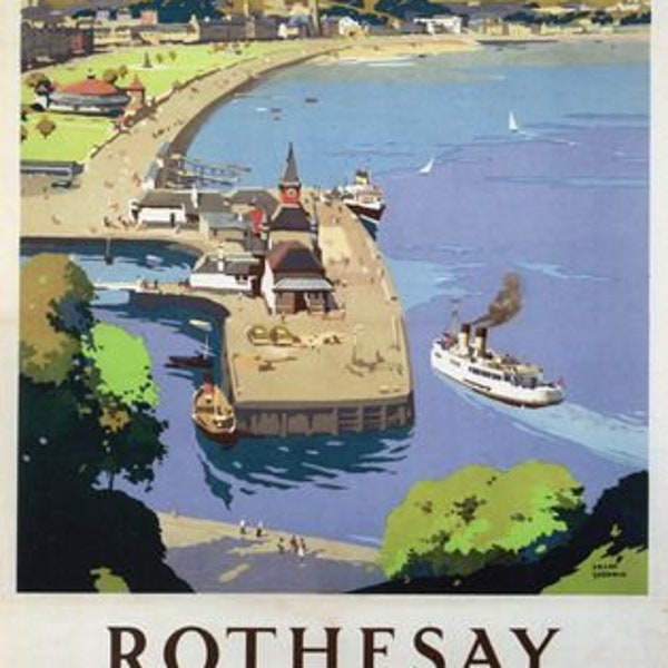 Vintage British Railways Rothesay Isle of Bute Railway Poster A4/A3/A2/A1 Print