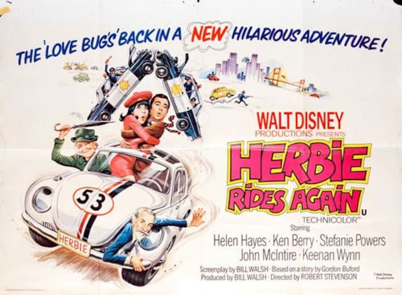 Vintage Herbie Rides Again Movie Poster Reprint A3/A4 Etsy