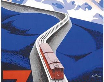 Vintage Zermatt Switzerland Gornergrat Train Tourism Poster A3/A4