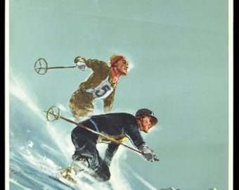 Vintage 1935 Garmisch Germany Winter Sports Competition Poster A3/A4