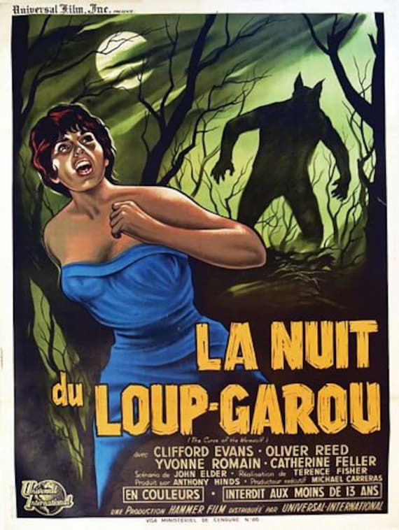 Vintage French the Night of the Werewolf Movie Poster A3/A4 