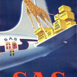 Vintage Scandinavian Airlines SAS Flights to North America Poster  A3 Print