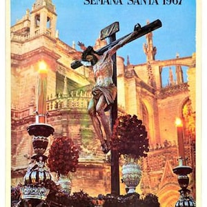 Jahrgang 1967 Sevilla Spanien Semana Santa Tourismus Poster Nachdruck A3/A4