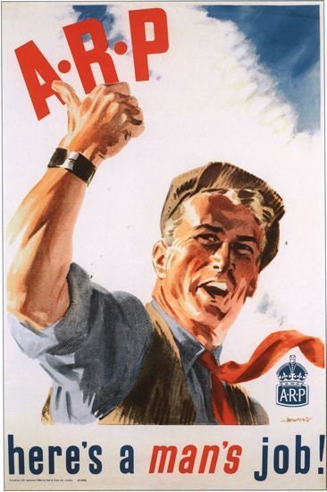 Vintage world war two arp air raid warden poster a3/a2/a1 print