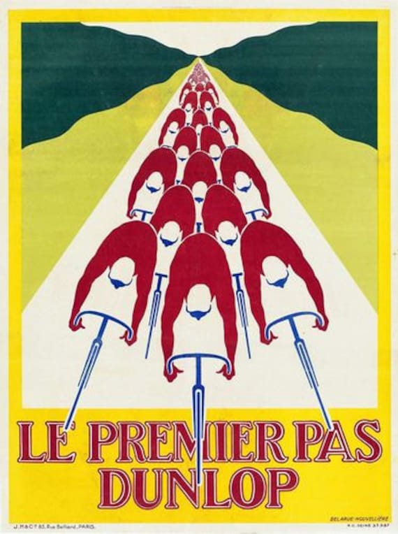 Vintage French Dunlop Bicycle Tyres Advertisement Poster A3/A4