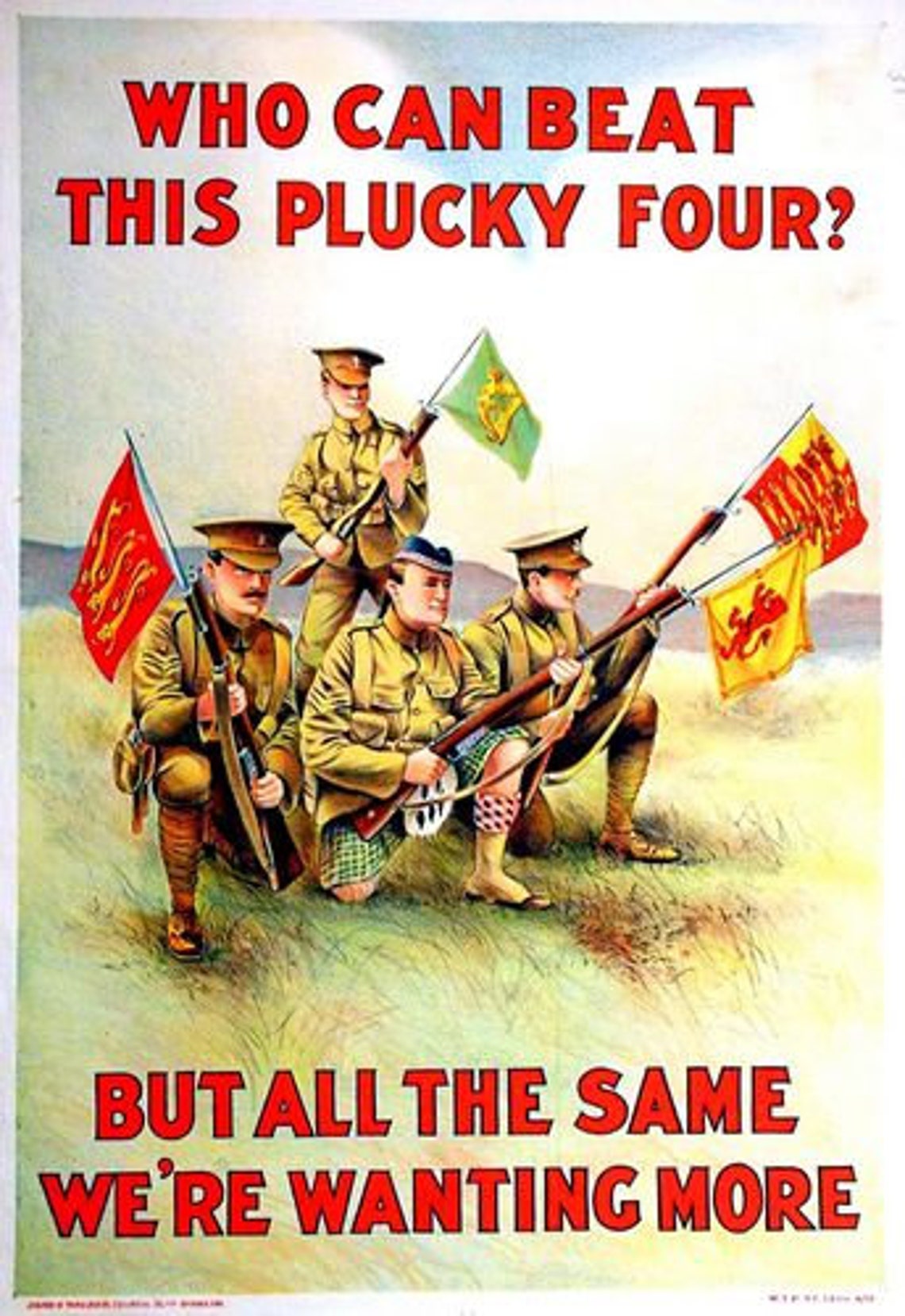 Vintage British Army the Plucky Four Recruitment Poster A3/A4 Print
