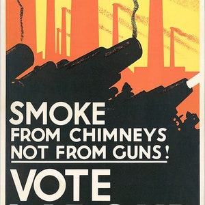 Poster politico vintage del primo dopoguerra, voto laburista britannico, formato A3/A4