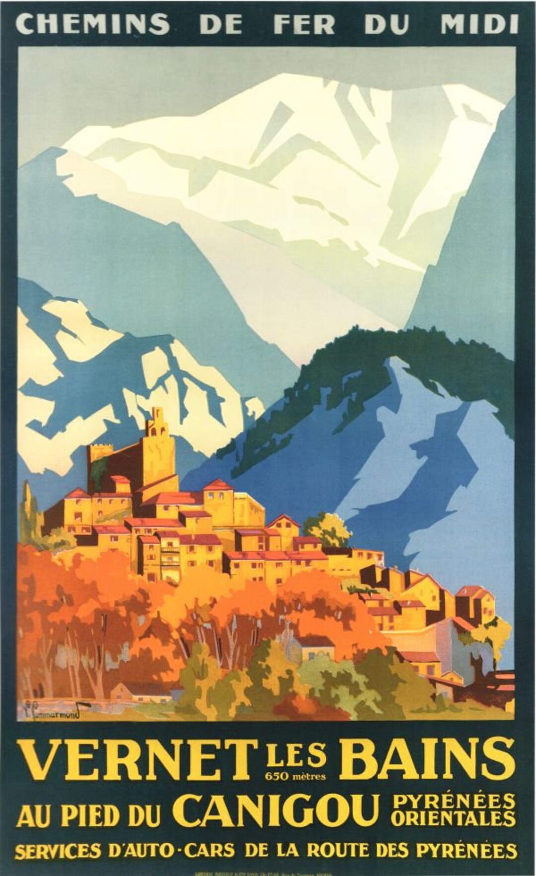 Vintage French Vernet Les Bains Pyrenees Tourism Poster image