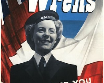 Vintage world war 2 wrens recruitment poster a3/a2/a1 print