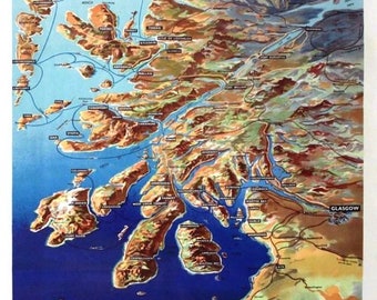 Vintage MacBraynes Western Highlands and Islands of Scotland Poster Print A3/A4