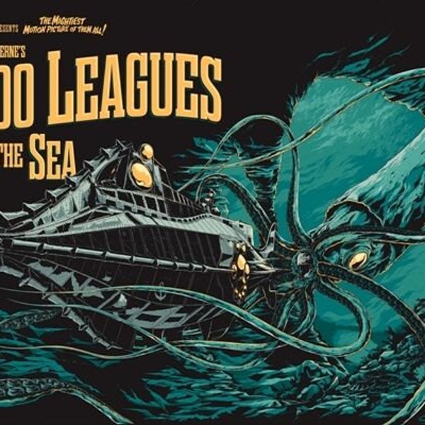 20,000 leagues under the sea jules verne steampunk 1954 film poster a3 reprint