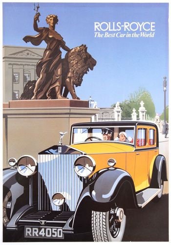 Vintage Rolls Royce Motor Car Advertisement Poster A3 Print Wandbehänge