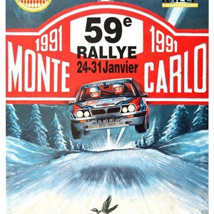 Vintage 1991 Monte Carlo Rally Motor Racing Poster Print A3/A4