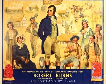 Vintage British Rail Robert Burns Scotland Railway Poster Print A3/A4