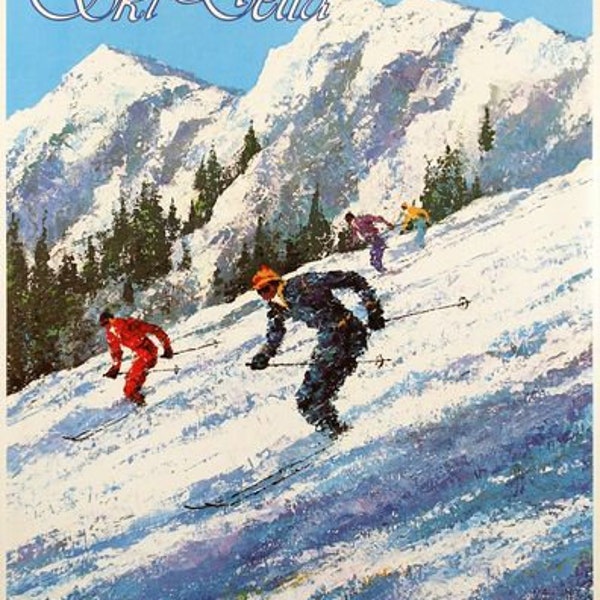 Vintage Delta Airlines Flights To American Ski Resorts Poster A3/A4