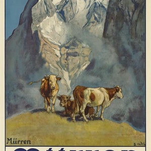Vintage Mürren Schweiz Tourismus Poster Druck A3/A4