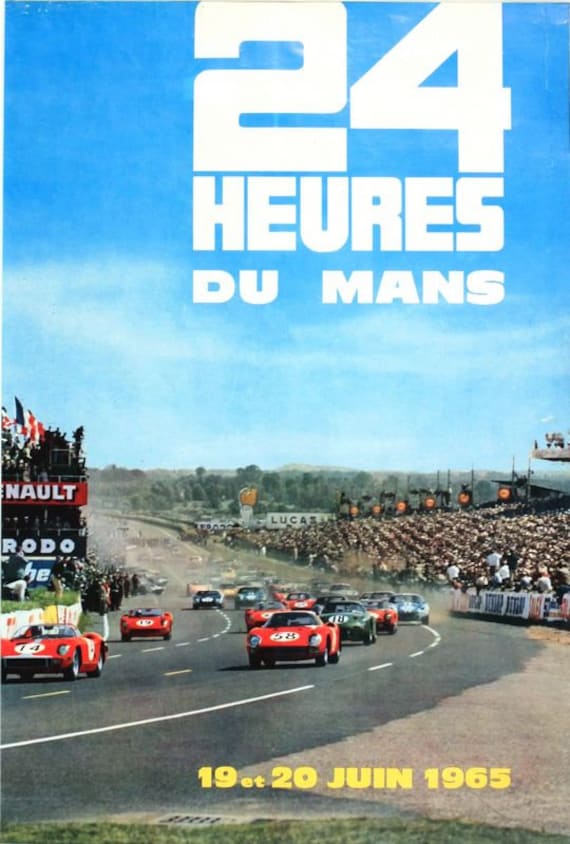 Vintage 1965 Le Mans 24 Hour Race Motor Racing  Poster A3 Print 