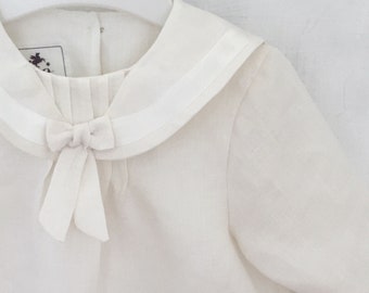 baptism christening gown also short sleeves boy or girl navy style CEDRIC