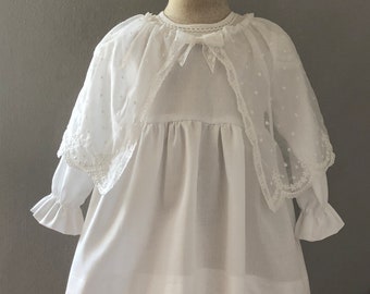 Taufkleid viktorianisch Spitze Kleid langarm Mädchen Spitze Spitzenumhang Cape Baumwolle 1. Geburtstag Herbst Winter Taufe ESTELLE