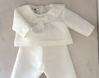 nostalgischer Matrosenanzug Taufanzug Junge Mädchen Leinen Taufe Familientaufkleid CEDRIC