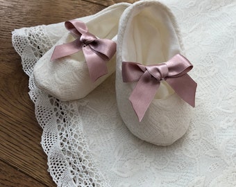 Lace ballerina baby shoes christening baptism girl GRACE