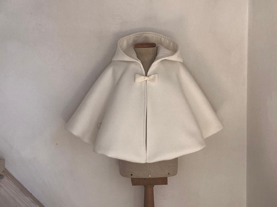 Mantella cappotto pura lana cotta bambina bianco regalo bebè