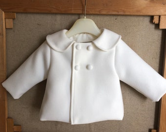 Jacket baby boy baptism wedding ceremony ring bearer white coat warm NOAH
