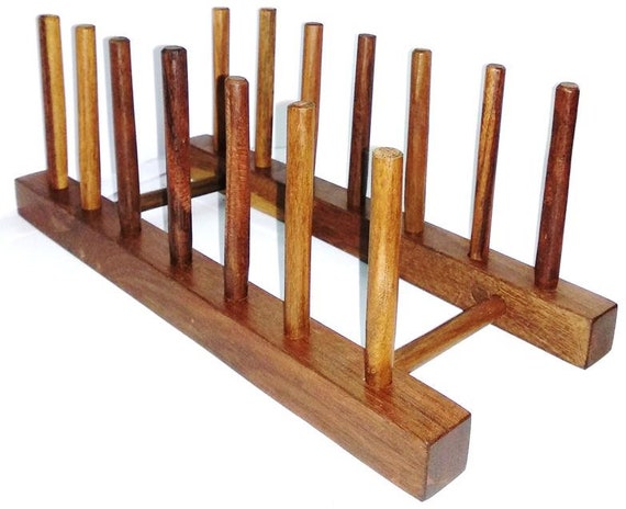 Handgefertigte Seesham Holz Tellerhalter, 6 Grid Küchen Tellerhalter