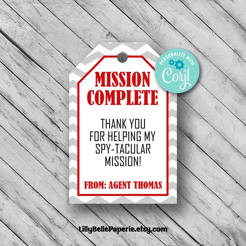 Spy Birthday Party Thank You Cards Secret Agent Party Favor | Etsy