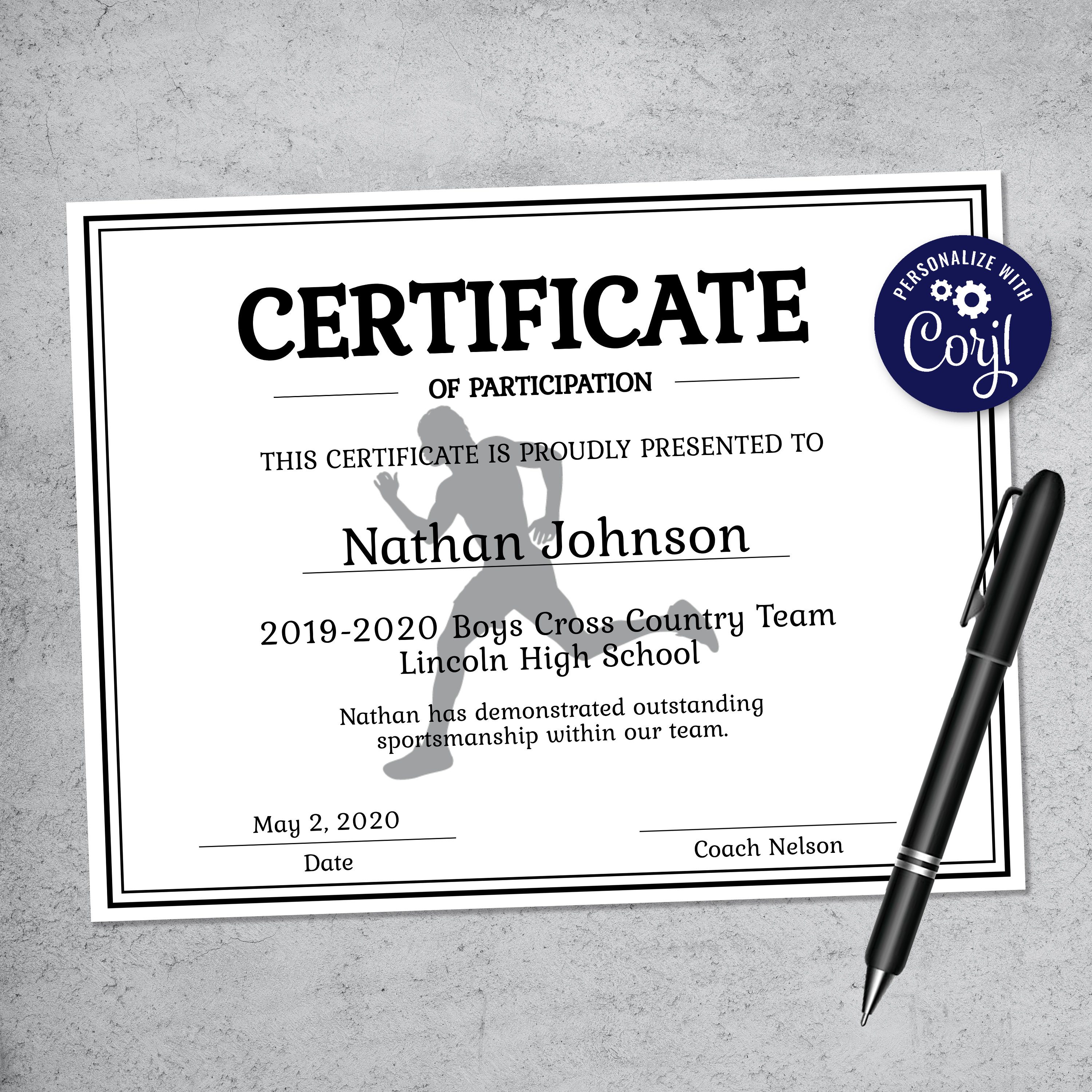 Editable Boys Cross Country Certificate Template - Printable Certificate Template - Cross Country Certificate Template Personalized With Track And Field Certificate Templates Free Editable Boys Cross Country Certificate Template - Printable Certificate Template - Cross Country Certificate Template Personalized With Track And Field Certificate Templates Free