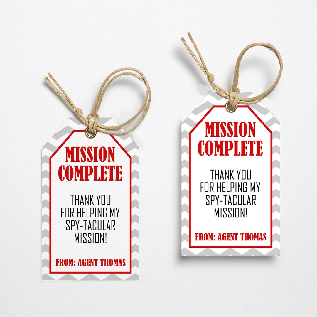 Spy Secret Agent Thank You Tag - Editable TY Party Favors, Secret Agent ...