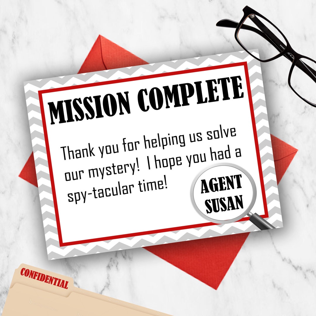 Spy Birthday Party Thank You Tags - Secret Agent Party Favor Tags ...