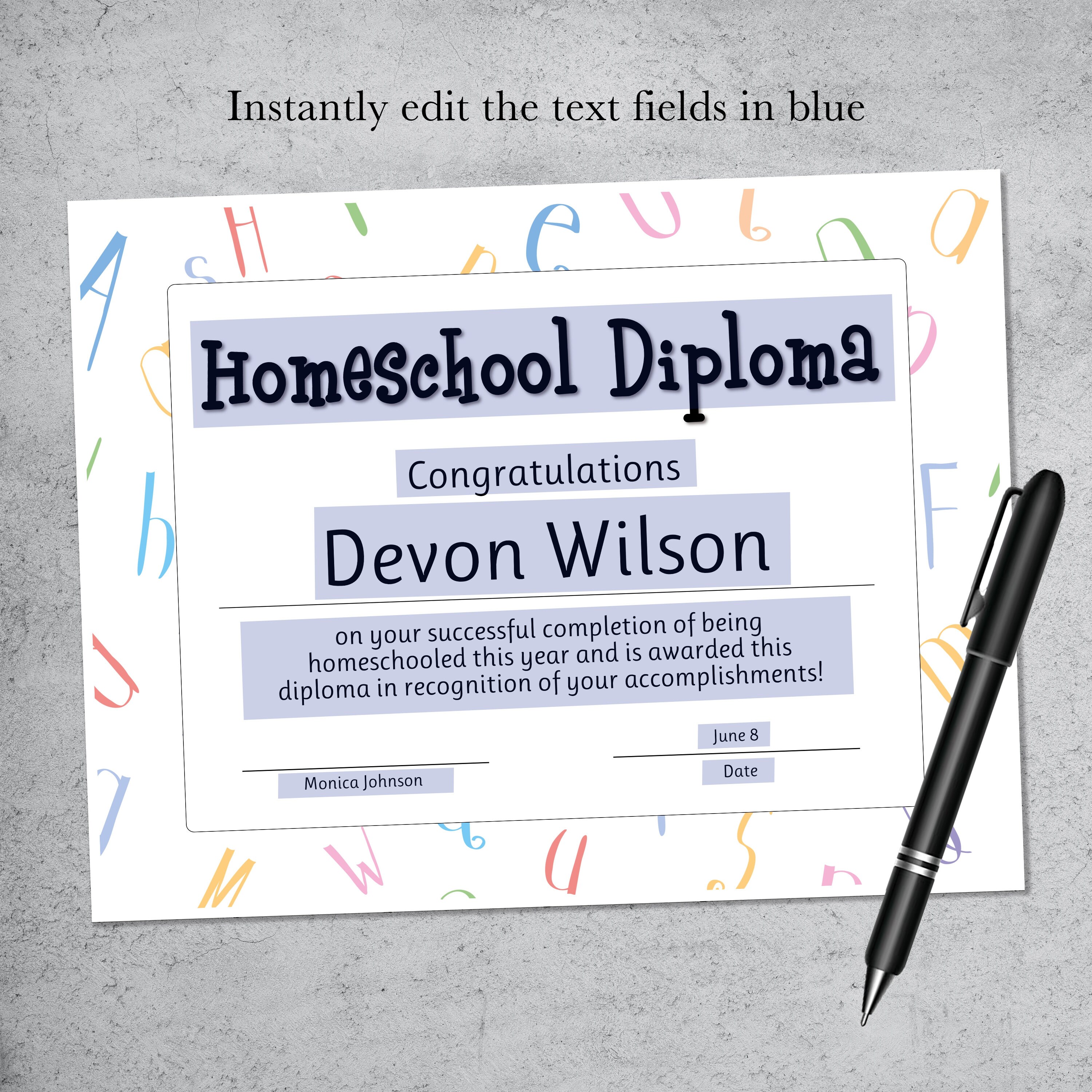 Printable Homeschool Award Certificate Editable Certificate - Etsy ...