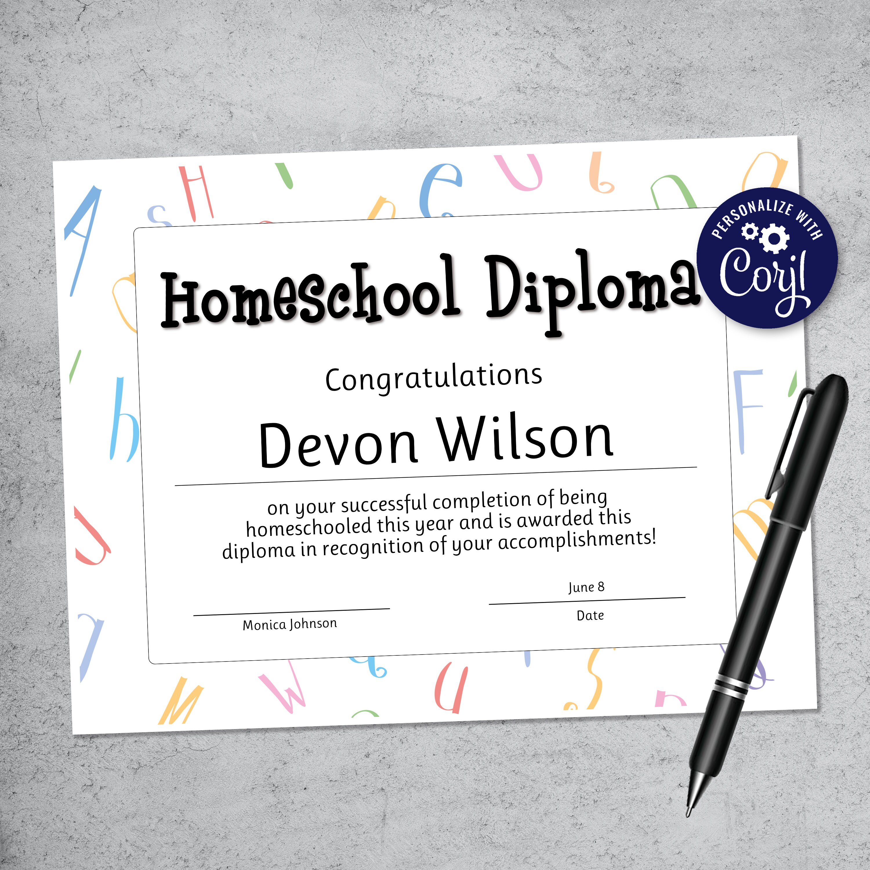 Printable Homeschool Award Certificate Editable Certificate | Etsy