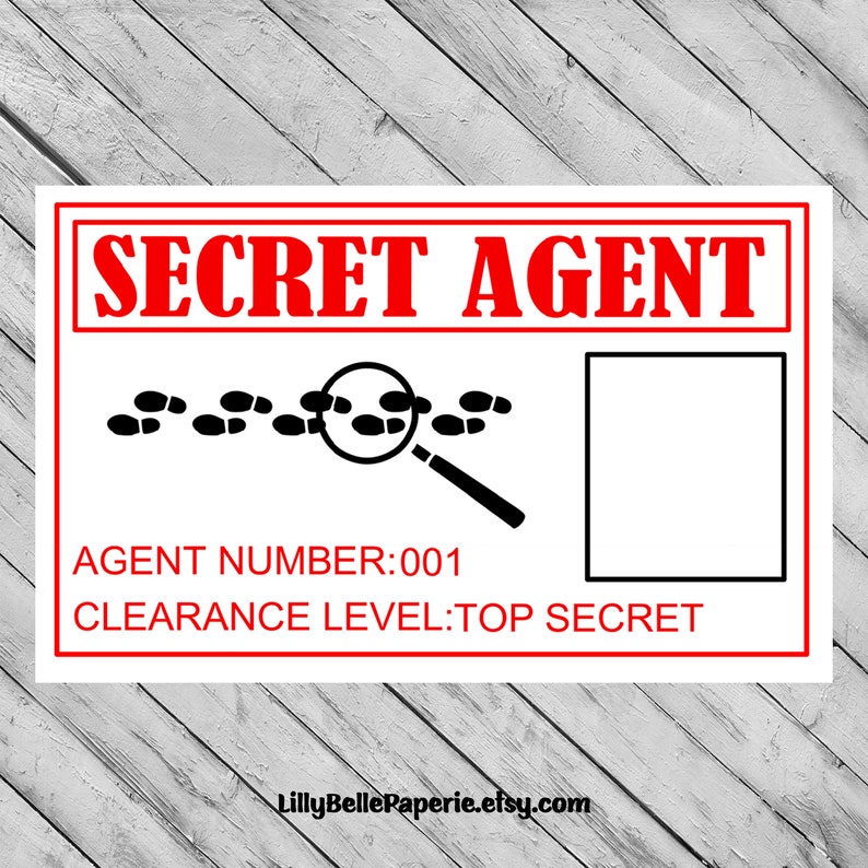 Spy Magic formula Representative Birthday Celebration Ideny Identification Badge -Printable Record - James Bond Topic - Id Card - Identity Card - Fingerprint Report image regarding Secret Agent Badge Printable identify Spy Magic formula Representative Birthday Occasion Ideny Identity Badge -Printable Record - James Bond Topic - Id Card - Identification Card - Fingerprint History