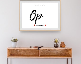 Poster con impronta di mano | Regalo per il nonno | Scarica PDF |  Regalo fai da te | Idea per il compleanno del nonno