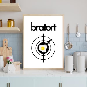 Pôster Bratort, Cozinha da cena do crime, pôster para impressão, tipografia, arte de parede, decoração, para download, pôster de texto
