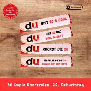 36 Duplo banderoles 20th birthday | Birthday gift men women | Download | Digital product | DIY | PDF | Last minute gift |